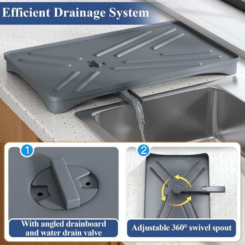 SNTD Dish Drying Rack for Kitchen Counter - Stainless Steel Dish Rack with Drainboard, Large Dish Drainer with Utensil Holder for Sink, Silver - Image 4